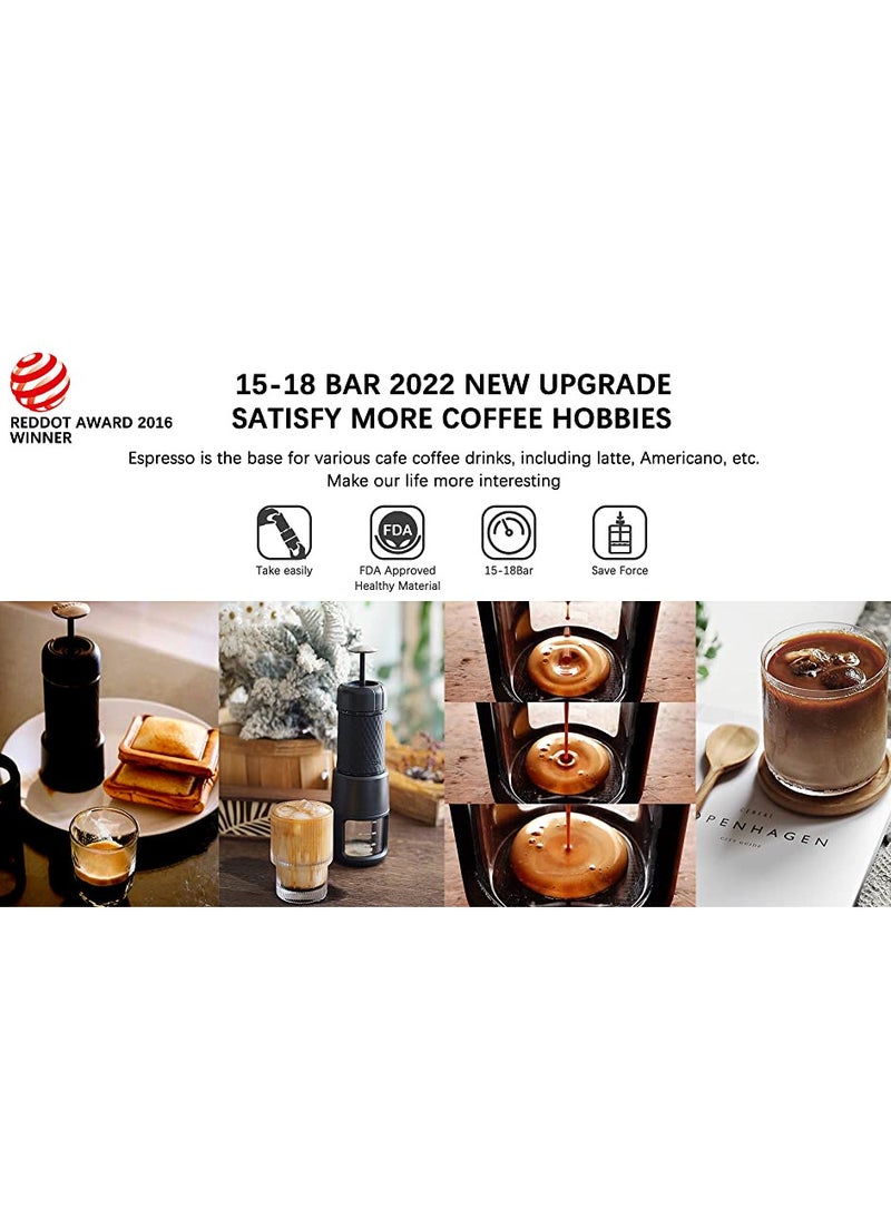 Portable Espresso Maker Small Eepresso Cappuccino Coffee Machine,Travel Coffee Maker Small Press Hand Coffee Maker Espresso Machine for Camping, Travel Office Home Sailing