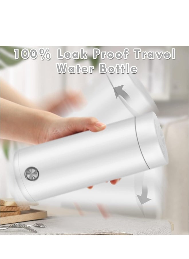 Portable Electric Kettle, 400ml Travel Tea Kettle with Non-stick Coating Double Wall Water Boiler Bottle Insulated Coffee Thermos Mug Fast Boil and Auto Shut Off Hot Water Heater (White)