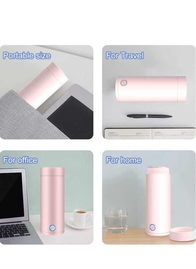 Travel Electric Kettle,Small Portable Kettle with Non stick Coating, One Cup Hot Water Maker Travel Kettle,Portable Water Boiler,400 ml pink