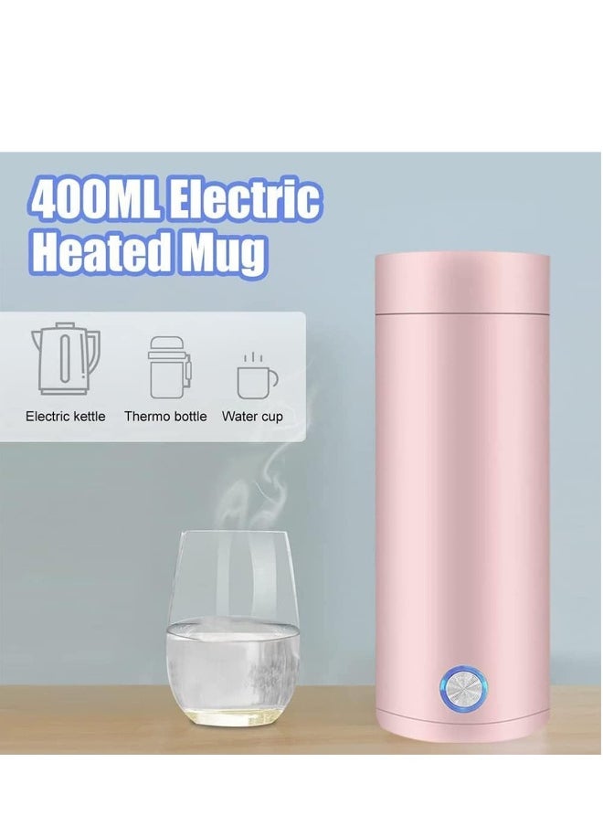 Travel Electric Kettle,Small Portable Kettle with Non stick Coating, One Cup Hot Water Maker Travel Kettle,Portable Water Boiler,400 ml pink