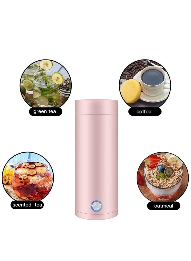 Travel Electric Kettle,Small Portable Kettle with Non stick Coating, One Cup Hot Water Maker Travel Kettle,Portable Water Boiler,400 ml pink