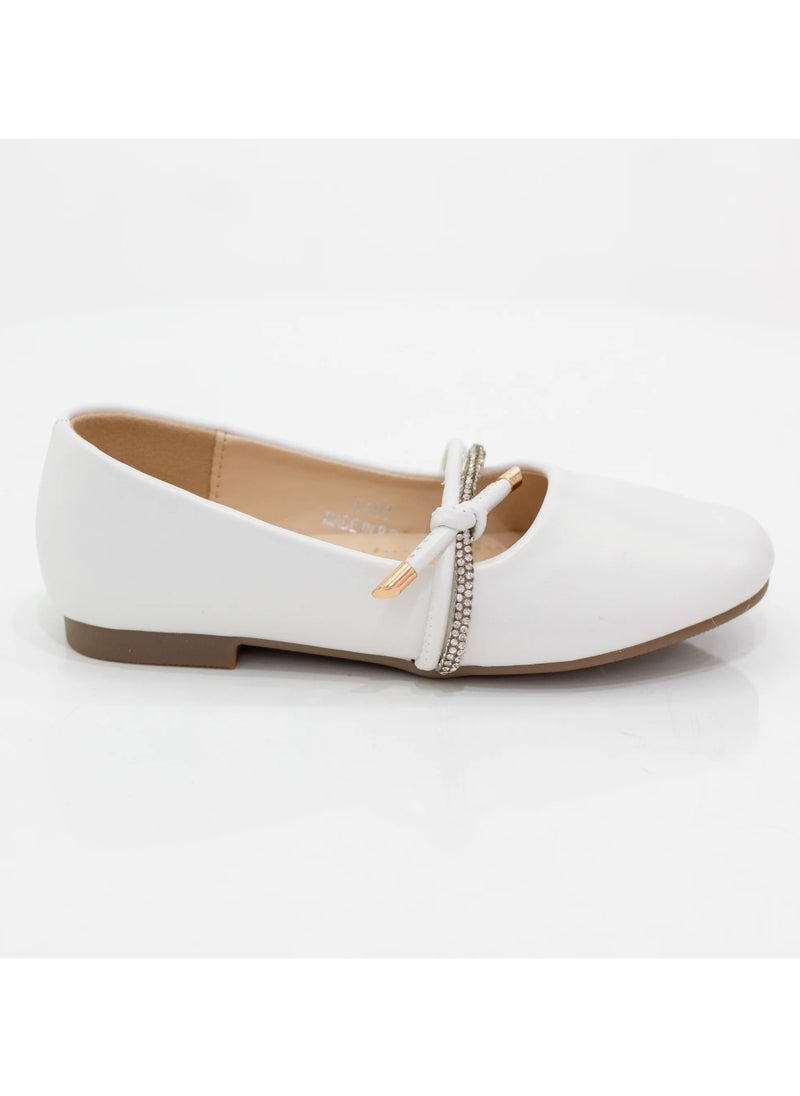 Girls dress pump with knot belt white