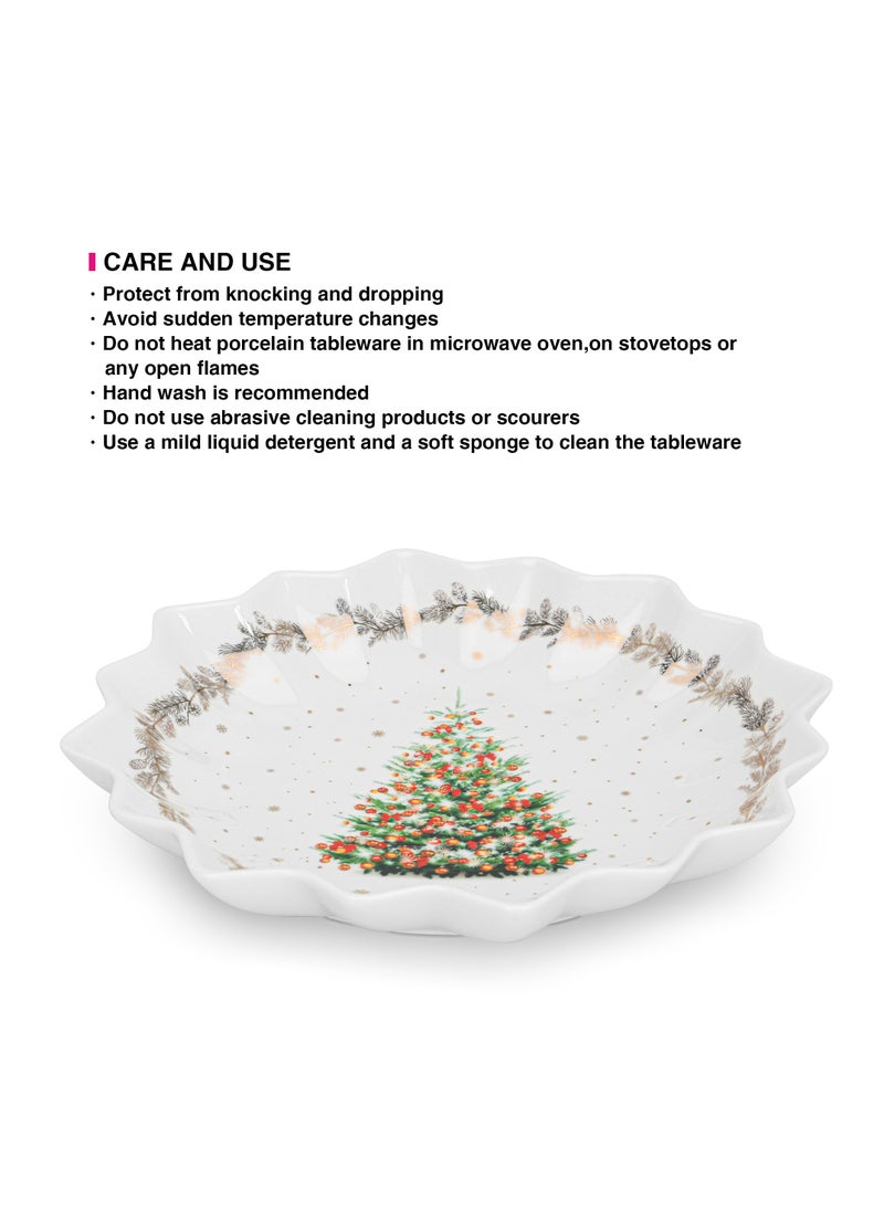 Polygon Serving Dish 24cm Christmas New Bone China, Christmas Holiday Season Collection Dinnerware