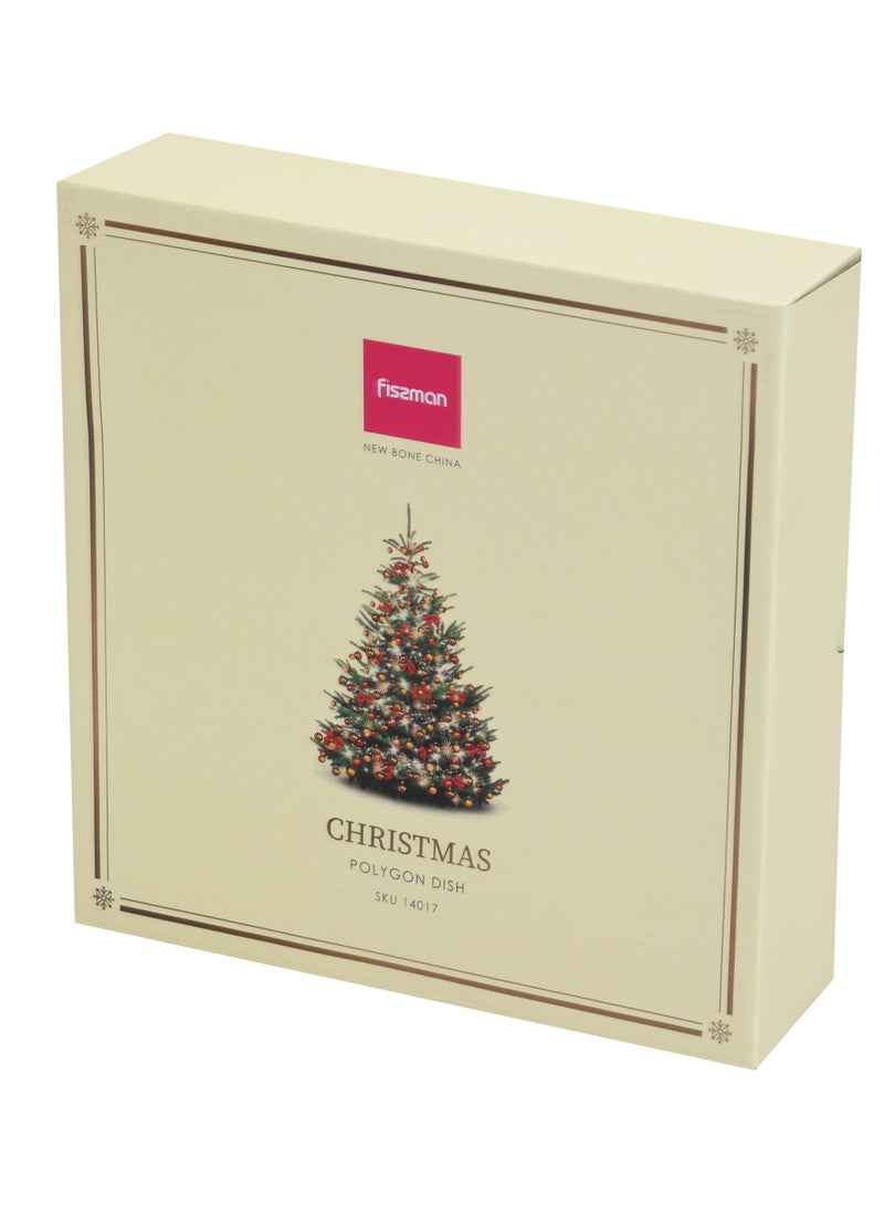 Polygon Serving Dish 24cm Christmas New Bone China, Christmas Holiday Season Collection Dinnerware