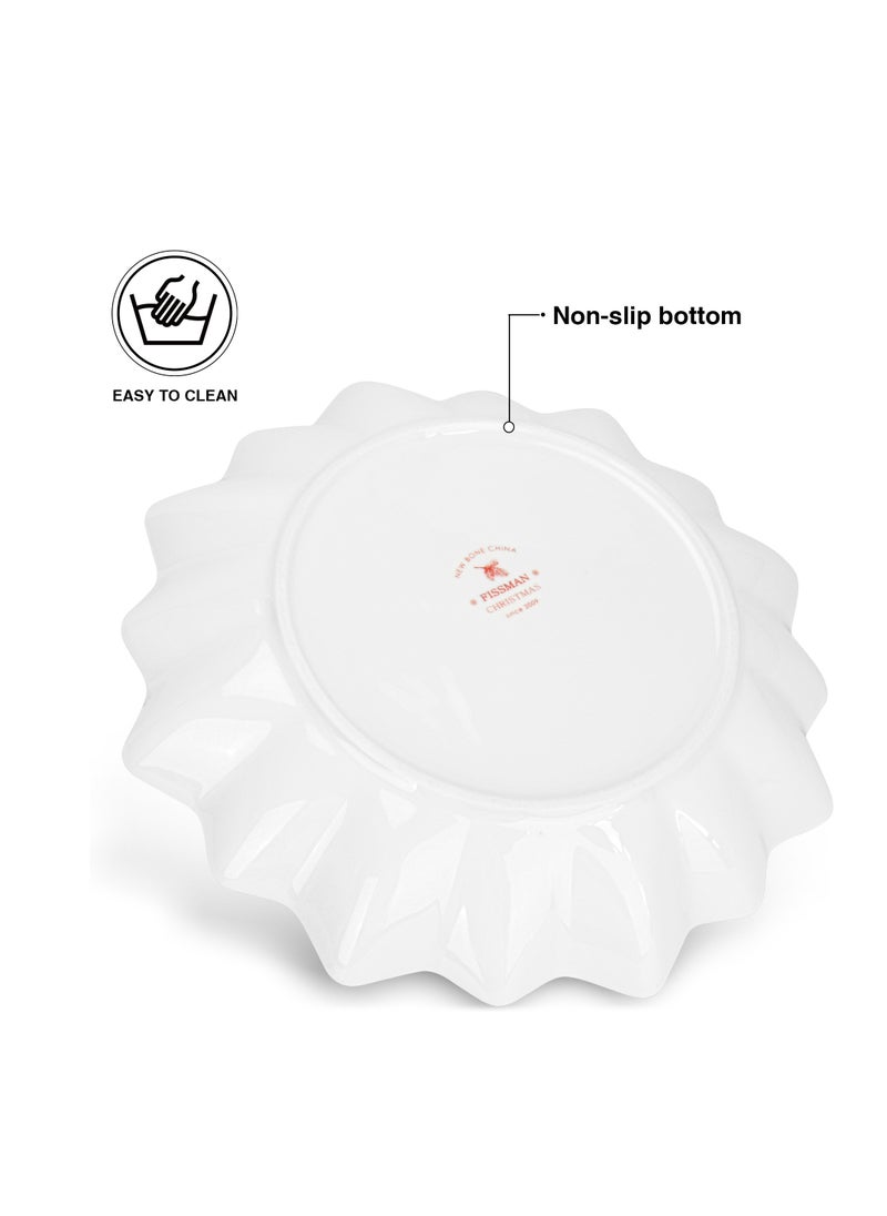 Polygon Serving Dish 24cm Christmas New Bone China, Christmas Holiday Season Collection Dinnerware