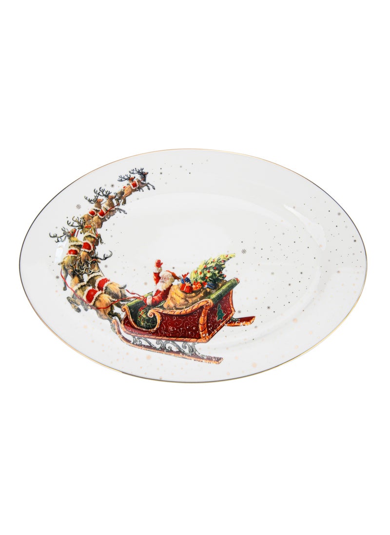 Oval Plate Christmas, 35cm, New Bone China Christmas Holiday Season Collection Dinnerware