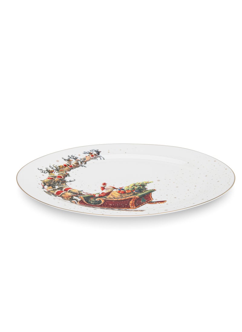 Oval Plate Christmas, 35cm, New Bone China Christmas Holiday Season Collection Dinnerware