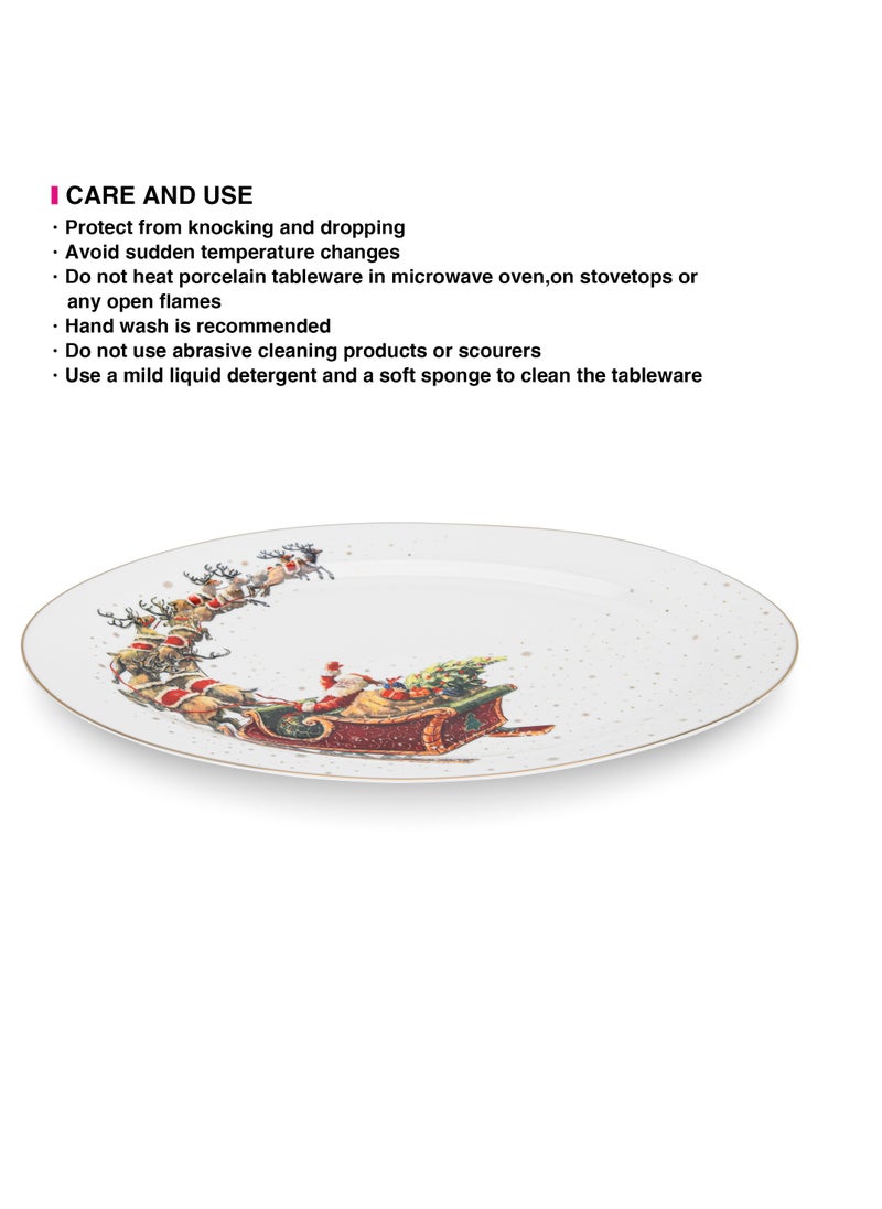 Oval Plate Christmas, 35cm, New Bone China Christmas Holiday Season Collection Dinnerware