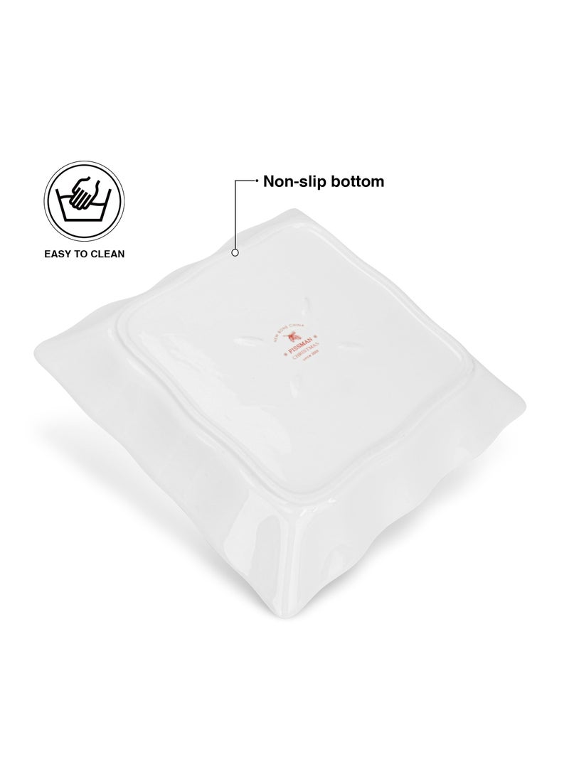 Square Shape Dish 22cm Christmas New Bone China, Christmas Holiday Season Collection Dinnerware