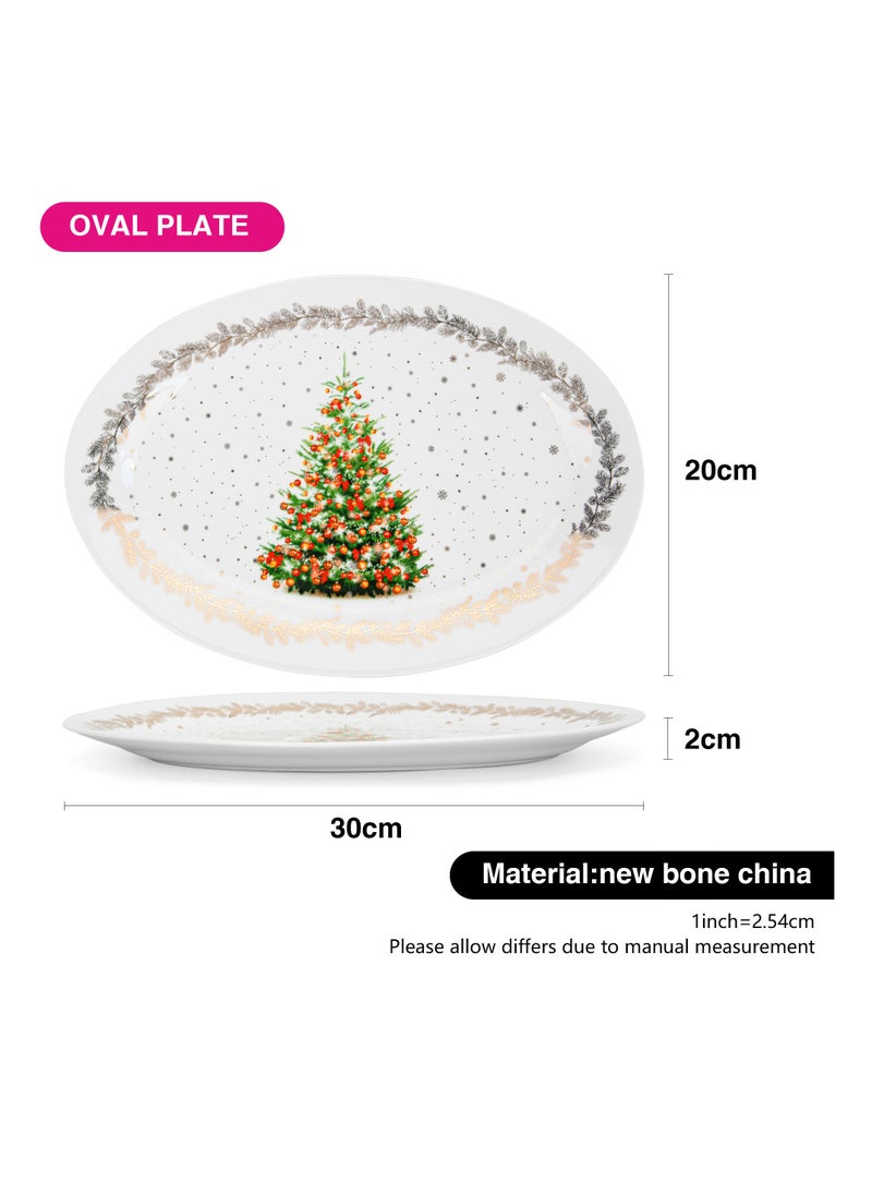 Oval Plate Christmas, 30cm, New Bone China Christmas Holiday Season Collection Dinnerware