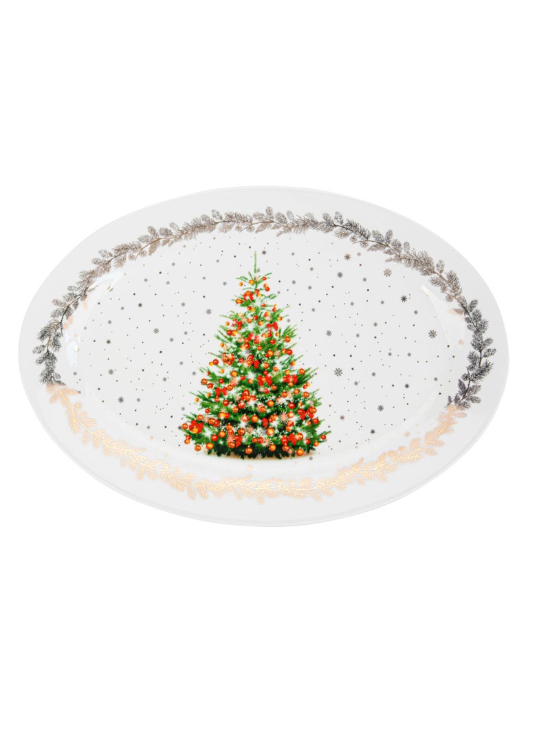 Oval Plate Christmas, 30cm, New Bone China Christmas Holiday Season Collection Dinnerware
