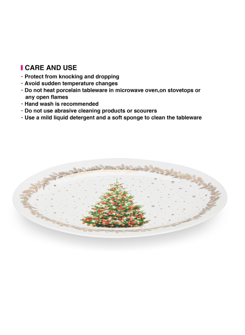 Oval Plate Christmas, 30cm, New Bone China Christmas Holiday Season Collection Dinnerware