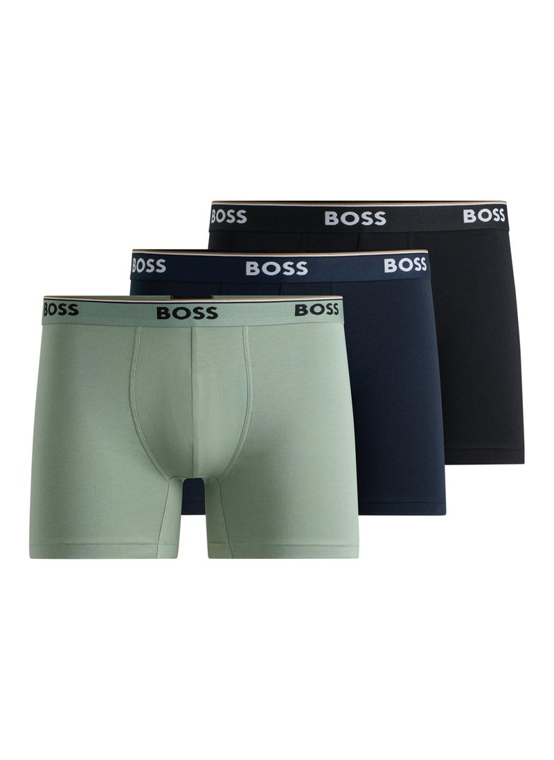 Three-pack of stretch-cotton boxer briefs with logo waistbands