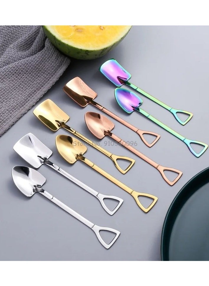 Dark Khaki Style Creative Retro Watermelon Rowing Coffee Spoon Stainless Steel Teaspoon Dond Colour:Colourful model:Tea making tools