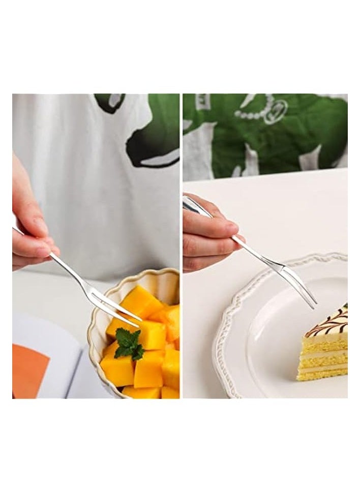 Crab Stainless Steel Forks,Escargot Forks 2 Prong Tasting Appetizer Forks Portable Cocktail Salad Fruit Forks for Party Trave