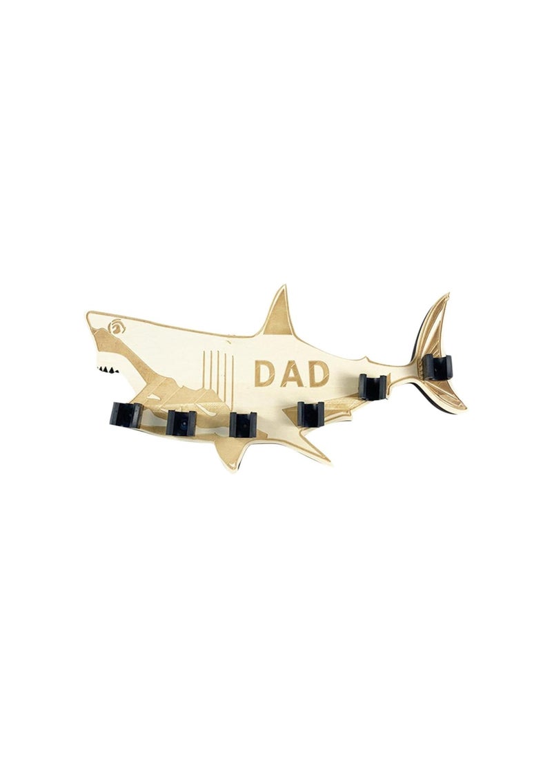 Fishing Rod Holder-Wood Large Mouth Shark,Wall Mounted Fishing Rod Storage Rack Pendant, Wooden Artware DIY Fishing Gear Gift for Father's Day Letter Patterns Fish (Beige 01)