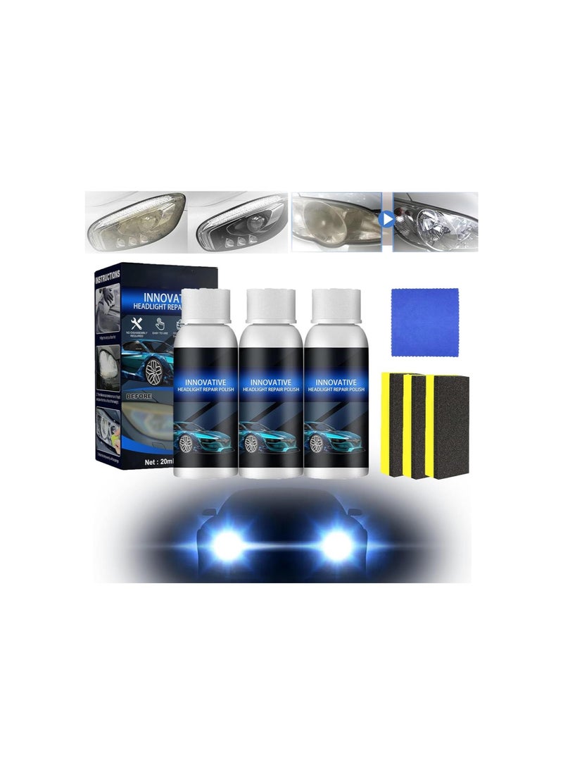 Powerful Advance Headlight Repair Agent, Innovative Headlight Repair Polish, Meguiars Headlight Coating, Car Headlight Repair Fluid, Car Headlight Restoration Kit (20ml, 3pcs)