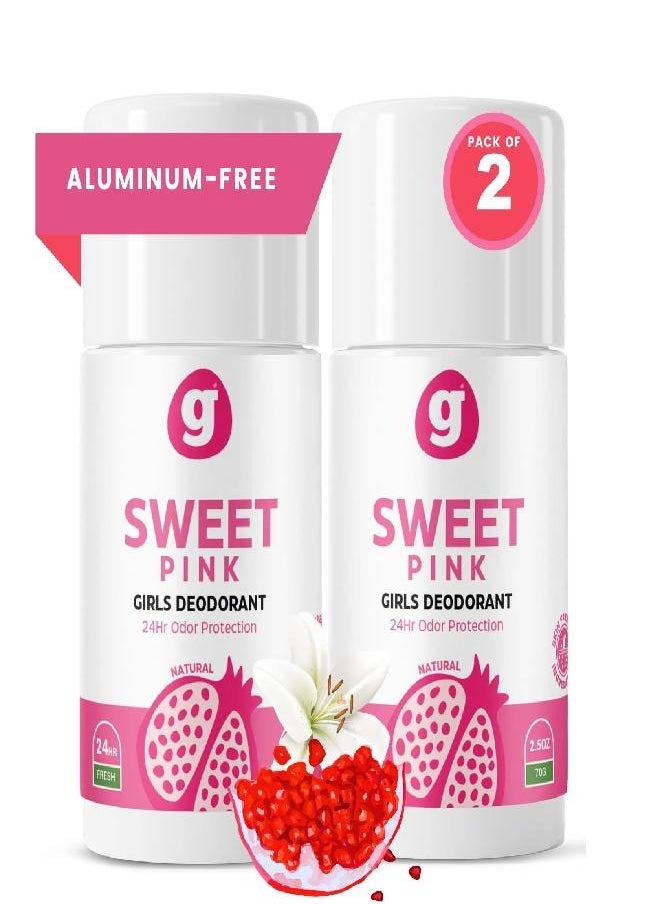 Growing Basics Sweet Pink Deodorant - Non-Toxic, Aluminum-Free Natural Deodorant for Girls, Hypoallergenic, Safe for Kids, 24-Hour Odor Protection Kid Deodorant for Girls, Preteens & Tweens (Set of 2)