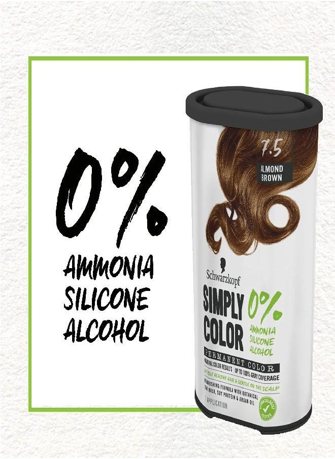 Schwarzkopf Simply Color Hair Color 5.0 Medium Brown, 1 Application - Permanent Hair Dye for Healthy Looking Hair without Ammonia or Silicone, Dermatologist Tested, No PPD & PTD