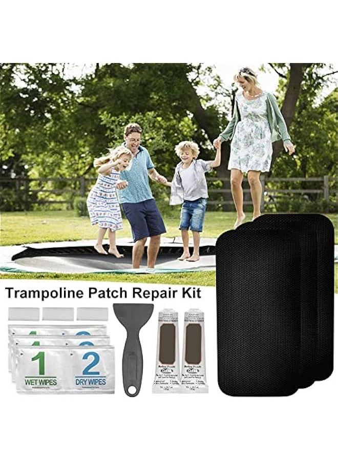 Trampoline Repair Kit - Trampoline Patch Repair Kit, Repair Trampoline Mat Tear Or, Complete Set Including Patches, Glue, Gloves, Scraper, Dry Wet Wipes, Trampoline Accessories