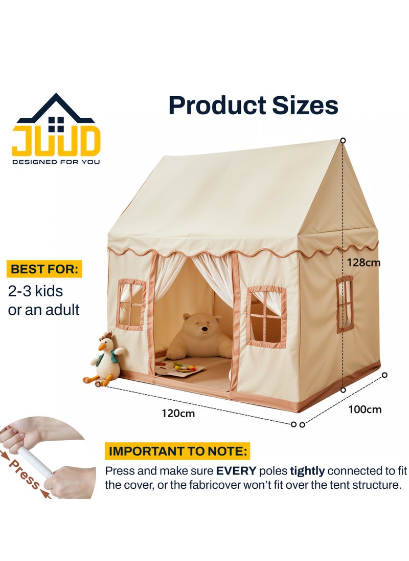 Large Kids Tent House with Star Lights,2 Flags Toddler Play Tent for Girls & Boys Age 3-10 Perfect for Birthday Party Decorations & Kids Room Playtime Indoor & Outdoor Princess Castle