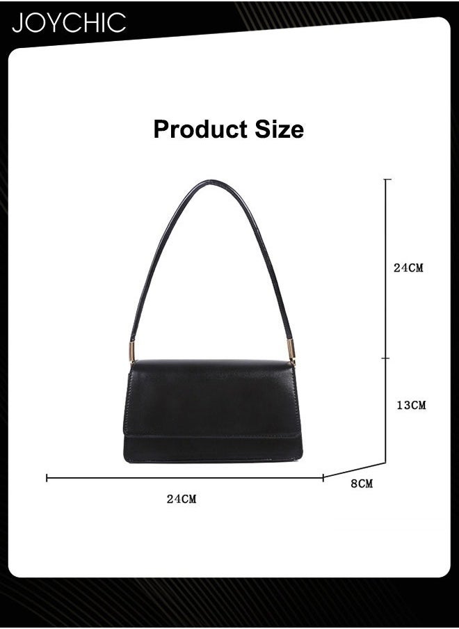 Fashionable Solid Color Versatile Women One-shoulder Bag Large Capacity PU Waterproof Ladies Crossbody Bag for Party Shopping Black