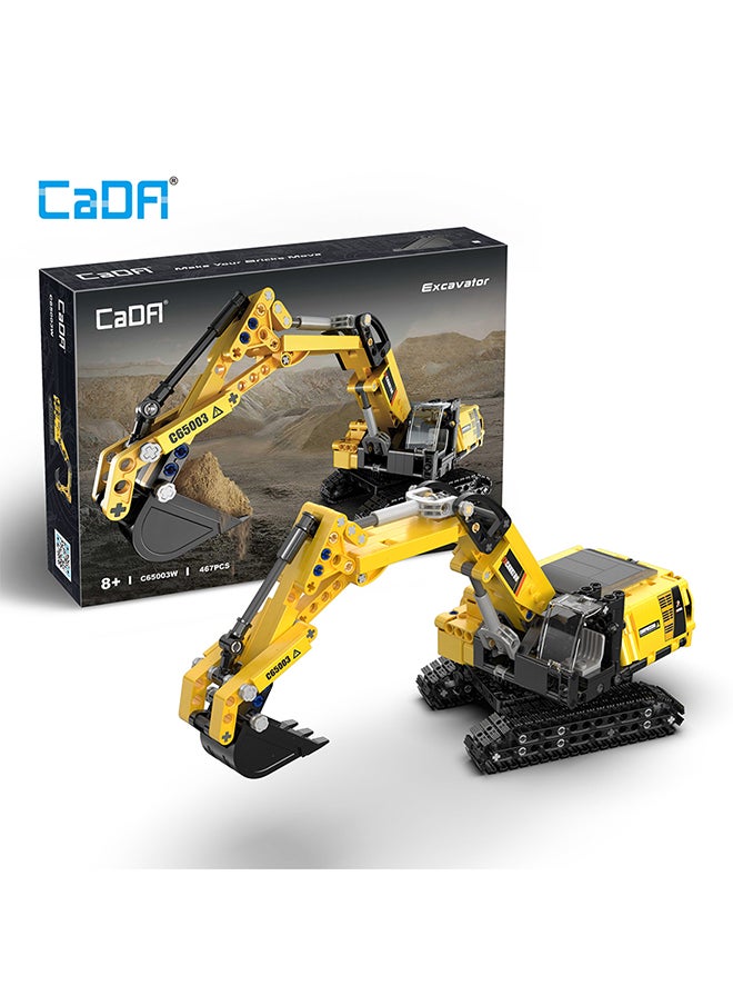 CaDA Car Toy Building Blocks Yellow Excavator C65003W 467pcs for +8 Years old