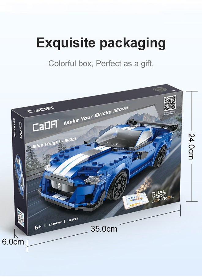 CaDA Remote Control Car with Programmable APP Toy Building Blocks Blue Knight 500 Car C51077W 325pcs for +6 Years old