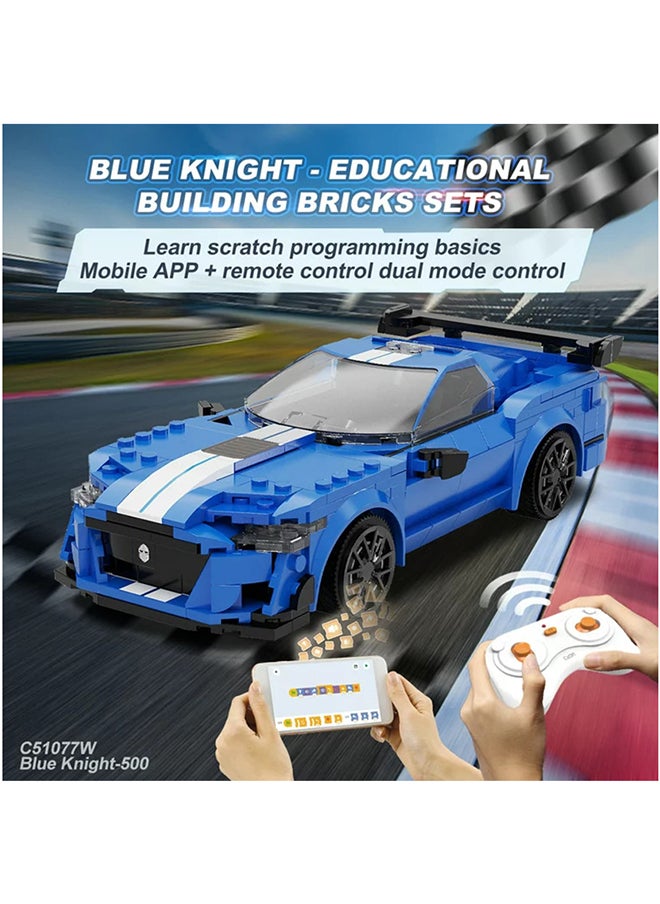 CaDA Remote Control Car with Programmable APP Toy Building Blocks Blue Knight 500 Car C51077W 325pcs for +6 Years old