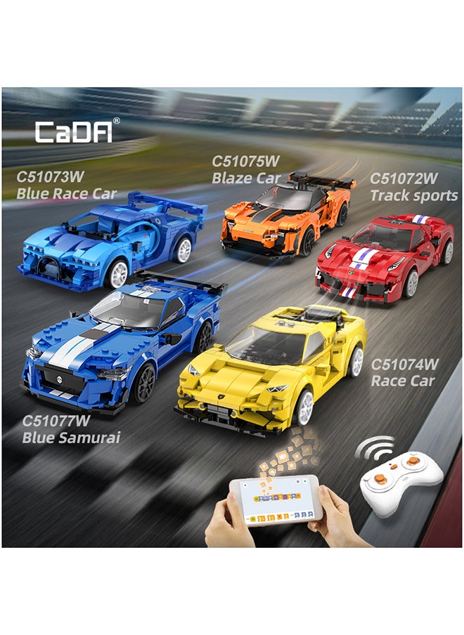 CaDA Remote Control Car with Programmable APP Toy Building Blocks Blue Knight 500 Car C51077W 325pcs for +6 Years old