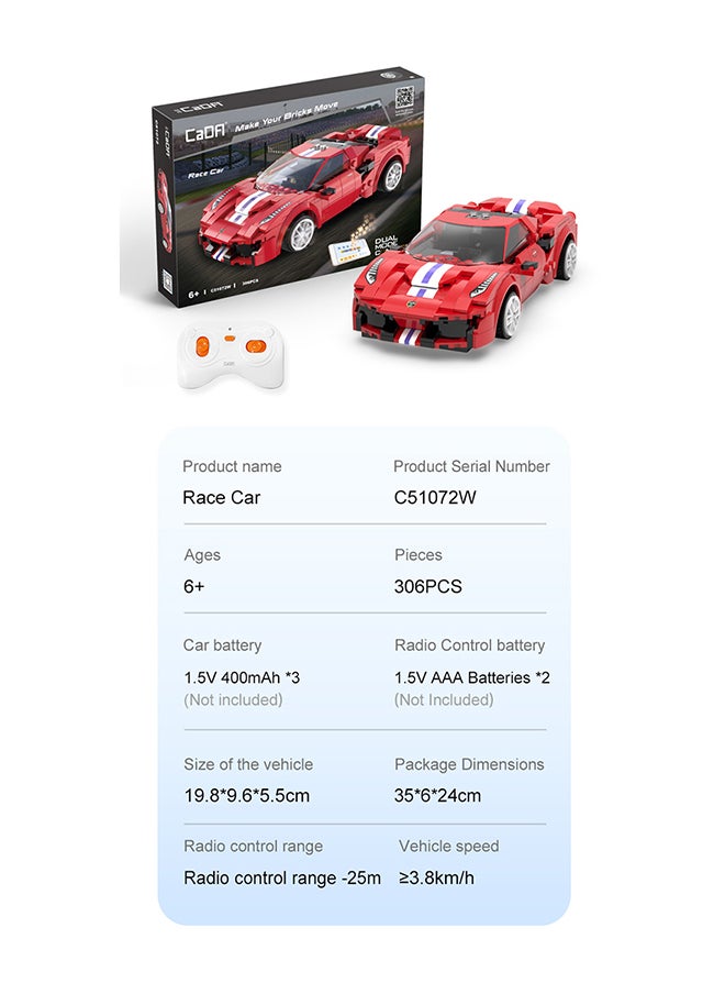 CaDA Remote Control Car Toy Building Blocks Race Car(Dual Control) C51072W