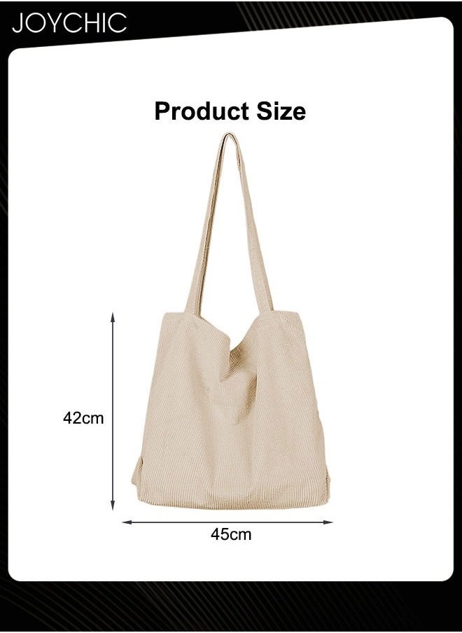 Korean Style Versatile Large-capacity Shopping Bag Casual Literary Washed Corduroy Simple Retro Ladies Shoulder Bag