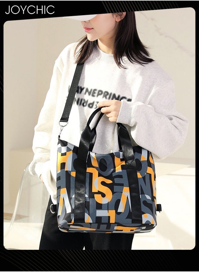 Korean Style Letter Design Nylon Waterproof and Wear Resistant Tote Women Travel Large Capacity Dual-purpose Messenger Shoulder Crossbody Bag