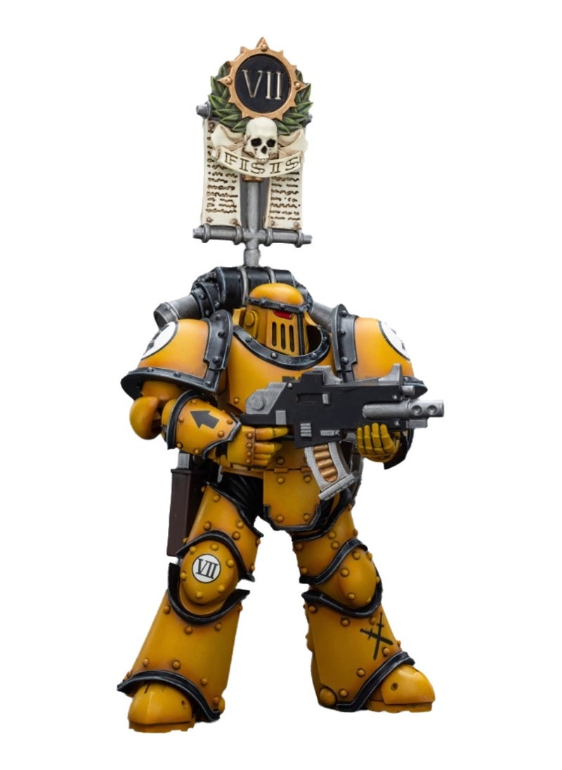 JOYTOY Warhammer 40,000 Action Figures, Imperial Fists MKIII Legion Tactical Squad - Legionnaires with Flags, 4.7 Inch 1/18 Warhammer 40K Series Model, Unisex, Adult, New Year Holiday, Birthday Gift, Suitable for Children 15 Years Old and Above