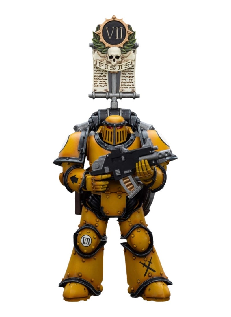 JOYTOY Warhammer 40,000 Action Figures, Imperial Fists MKIII Legion Tactical Squad - Legionnaires with Flags, 4.7 Inch 1/18 Warhammer 40K Series Model, Unisex, Adult, New Year Holiday, Birthday Gift, Suitable for Children 15 Years Old and Above