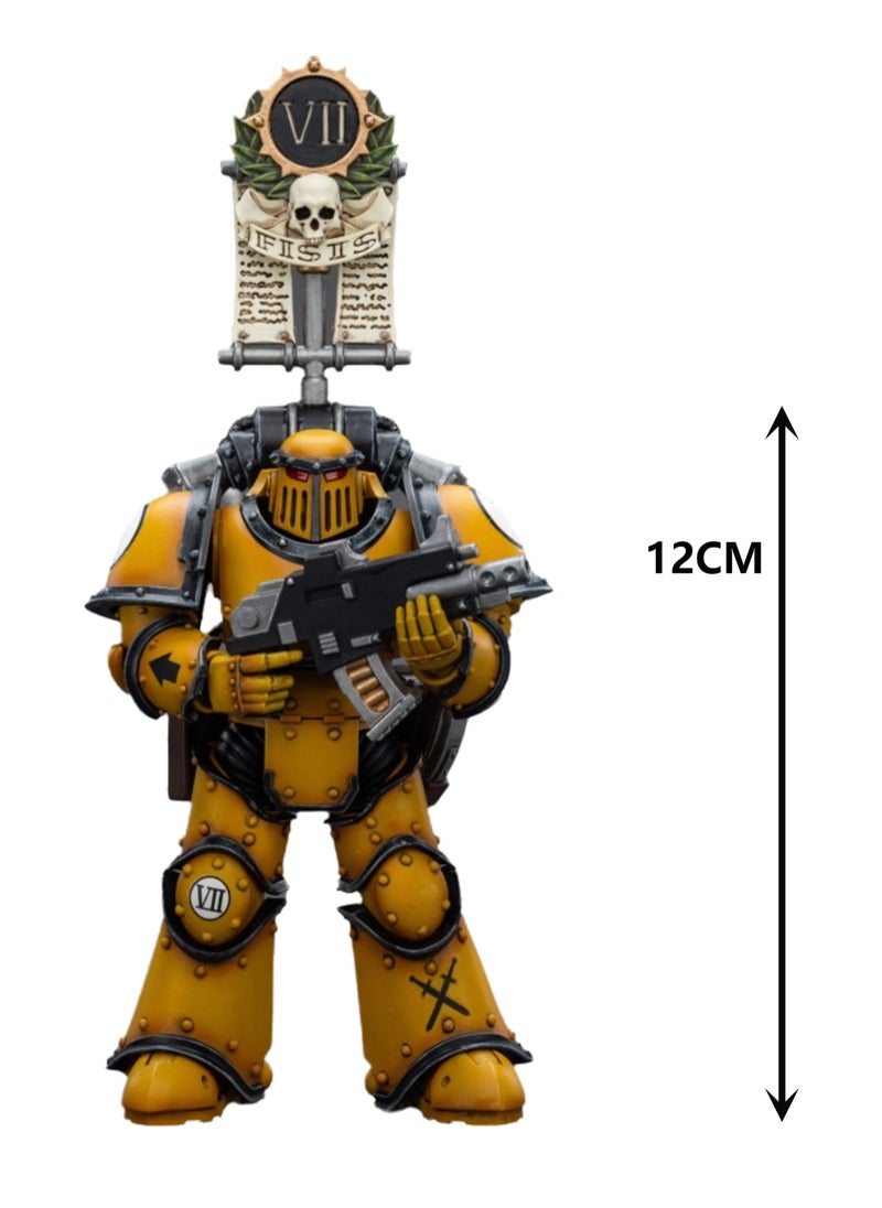 JOYTOY Warhammer 40,000 Action Figures, Imperial Fists MKIII Legion Tactical Squad - Legionnaires with Flags, 4.7 Inch 1/18 Warhammer 40K Series Model, Unisex, Adult, New Year Holiday, Birthday Gift, Suitable for Children 15 Years Old and Above