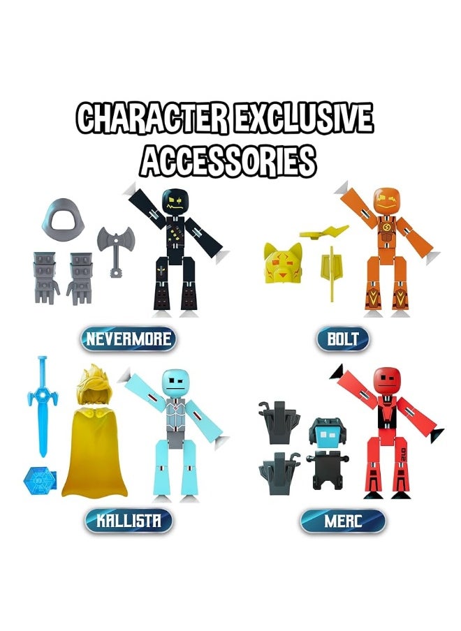 Zing StikBot Legendz Series 2 - Includes MERC, Doctor Nevermore, Bolt, Kallista - Collectible Action Figures and Accessories, Stop Motion Animation, Ages 4 and Up