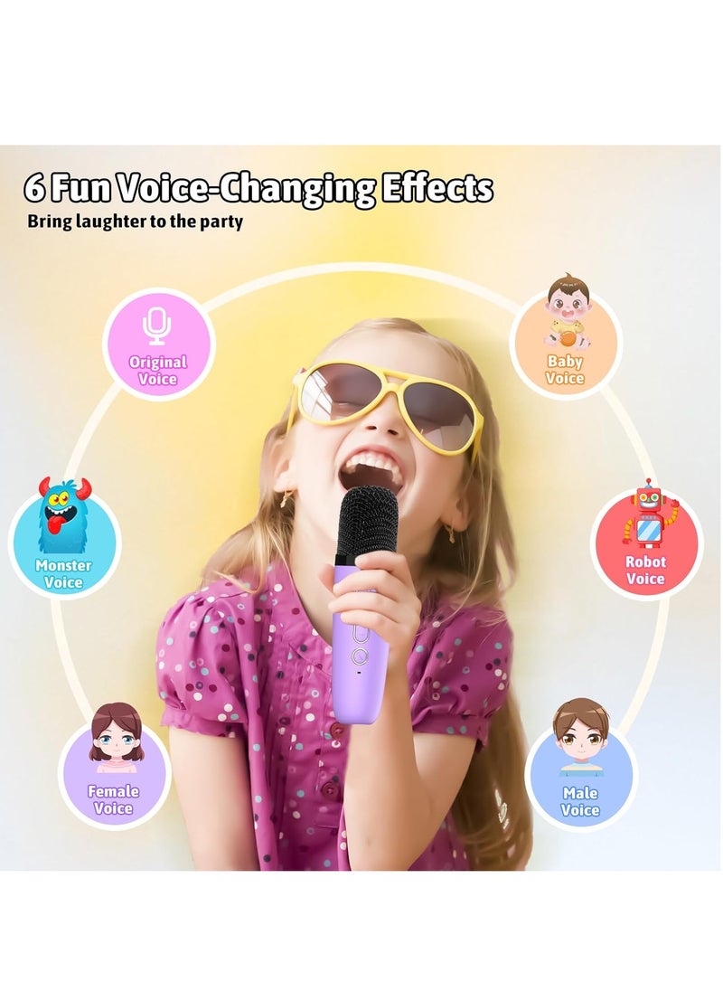 Karaoke Microphone Machine Toys for Kids and Adults, Mini Portable Bluetooth Speaker with 2 Wireless Mics,  Gifts for Boys and Girls Ages 3-12+Year(Purple)