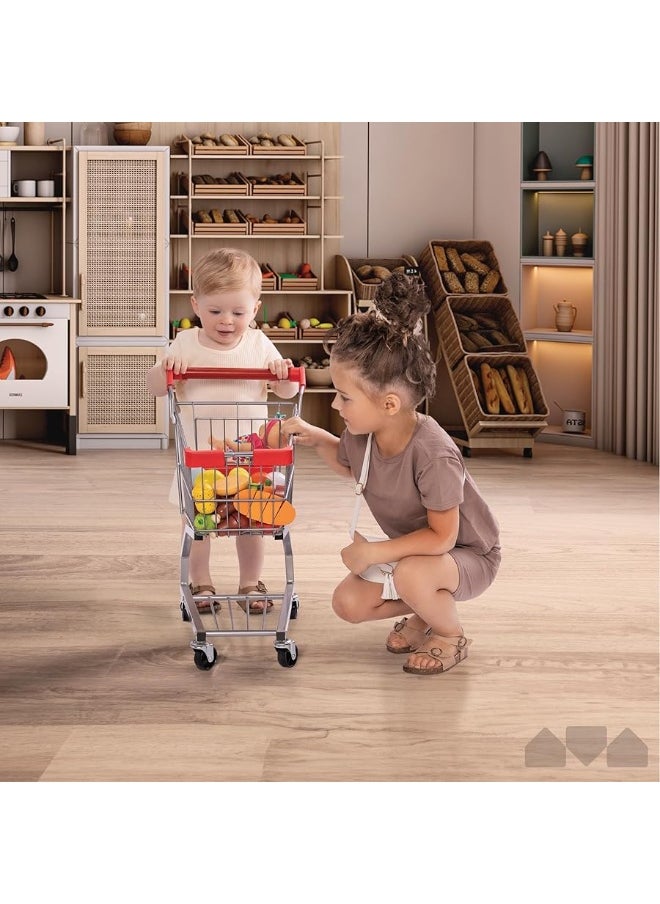 Milliard Toy Metal Shopping Cart - Supermarket Pretend Play Grocery Cart for Kids and Toddlers