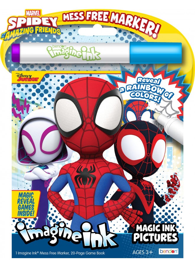 Marvel Spidey and His Amazing Friends 20 Page Imagine Ink Magic Pictures Coloring Book with 1 Mess Free Marker