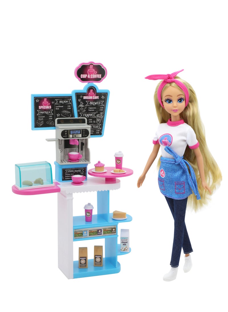 Dreameez Doll Coffee Set for Girls, 29 cm Height