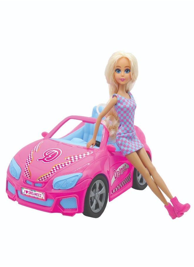 Dreameez Fashion Doll with Convertible Car, 29 cm Doll Height