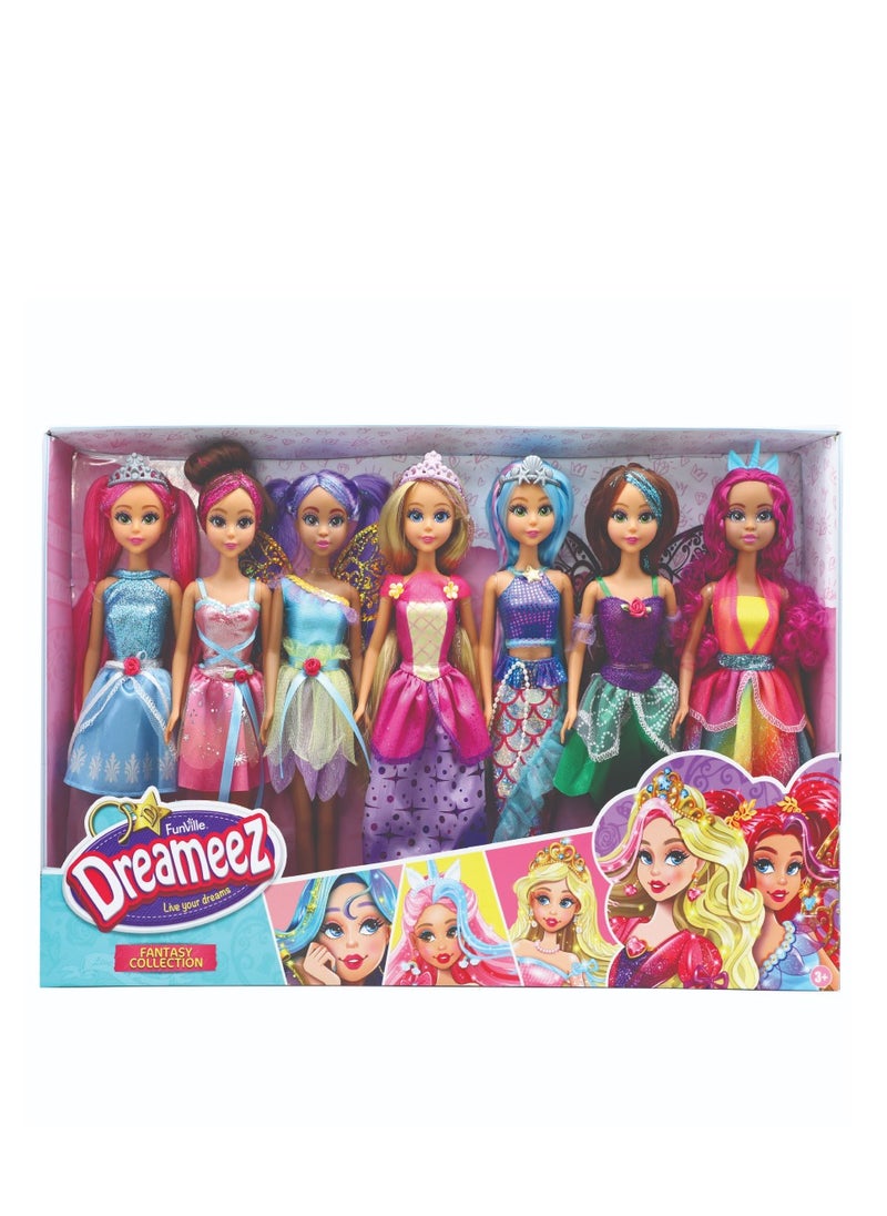 Dreameez Fantasy Dolls 7-Pieces Set, 29 cm Height