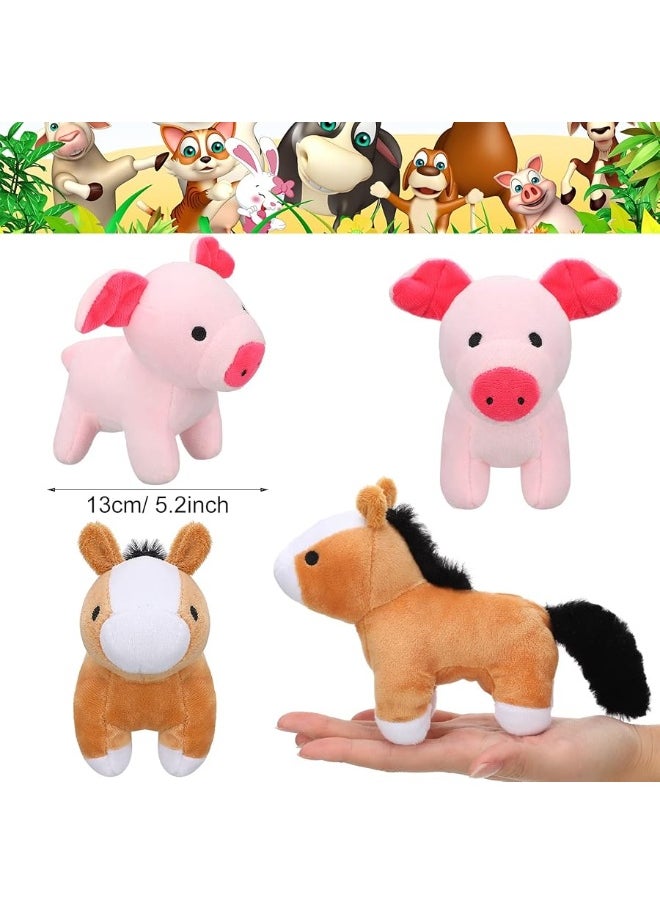 6 Pieces Mini Plush Furry Farm Animal Toys Soft Plush Horse Pig Cattle Rabbit Dog Sheep Doll Stuffed Plush Farm Animals for Christmas Stocking Stuffers Birthday Party Decoration Supplies Animals