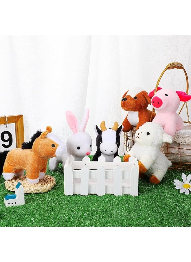 6 Pieces Mini Plush Furry Farm Animal Toys Soft Plush Horse Pig Cattle Rabbit Dog Sheep Doll Stuffed Plush Farm Animals for Christmas Stocking Stuffers Birthday Party Decoration Supplies Animals