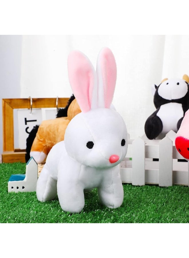 6 Pieces Mini Plush Furry Farm Animal Toys Soft Plush Horse Pig Cattle Rabbit Dog Sheep Doll Stuffed Plush Farm Animals for Christmas Stocking Stuffers Birthday Party Decoration Supplies Animals