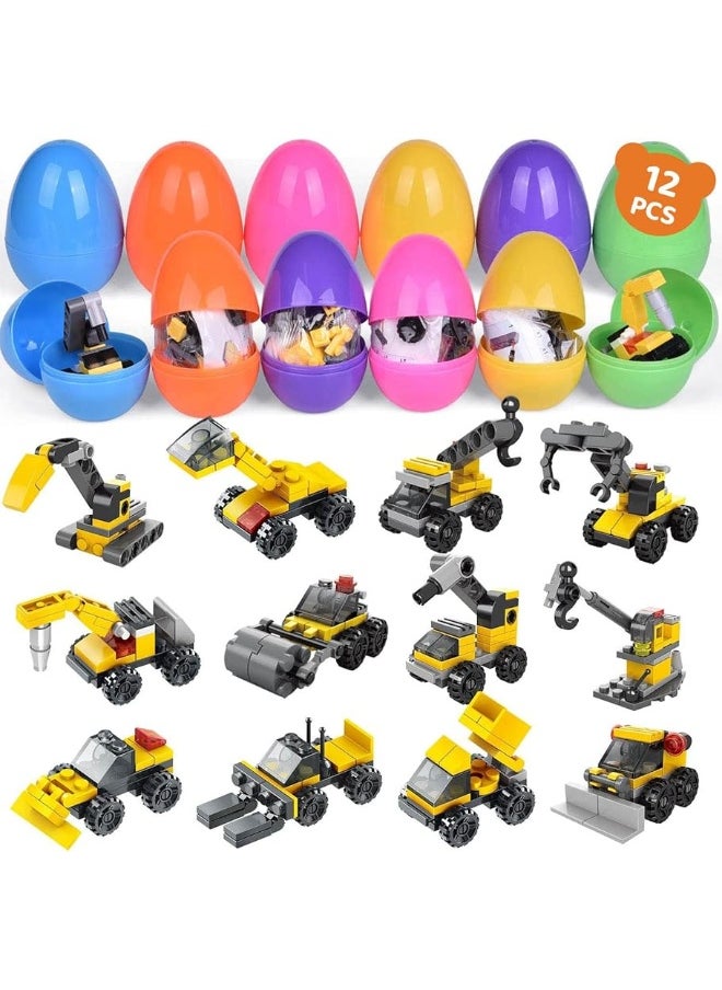 FUN LITTLE TOYS 12PCS Building Blocks Easter Eggs for Easter Egg Hunt Easter Basket Stuffers for Kids