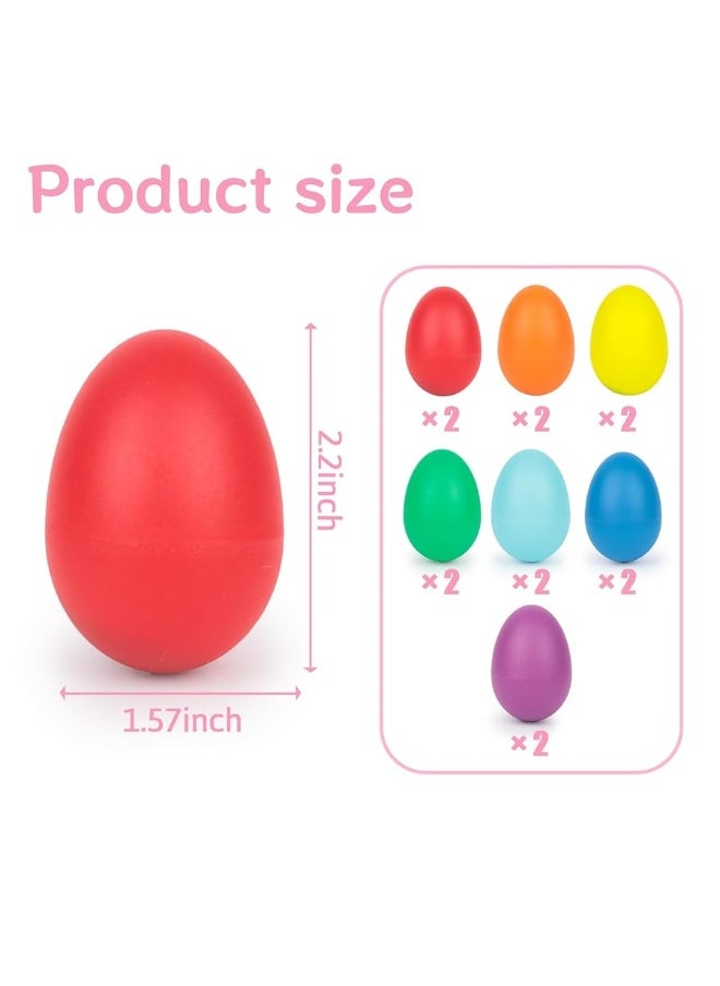 SallyFashion 14PCS Plastic Egg Shakers Set Percussion Instruments Musical Egg Maracas for Kids Music Learning DIY Painting