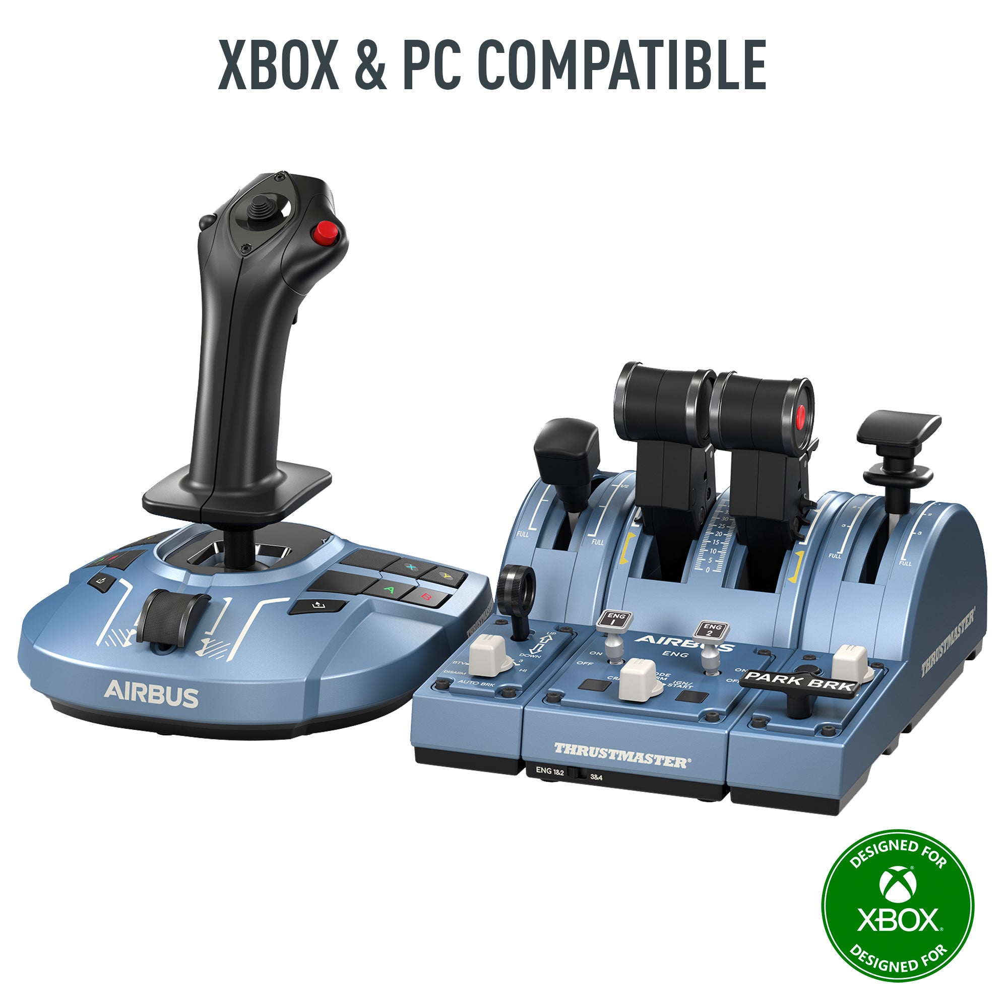 Thrustmaster TCA Captain Pack X Airbus Edition, Ergonomic replicas of Airbus sidestick & throttle quadrant, Officially Licensed for Xbox Series X|S and PC, Ambidextrous, Built-in Airliner Function