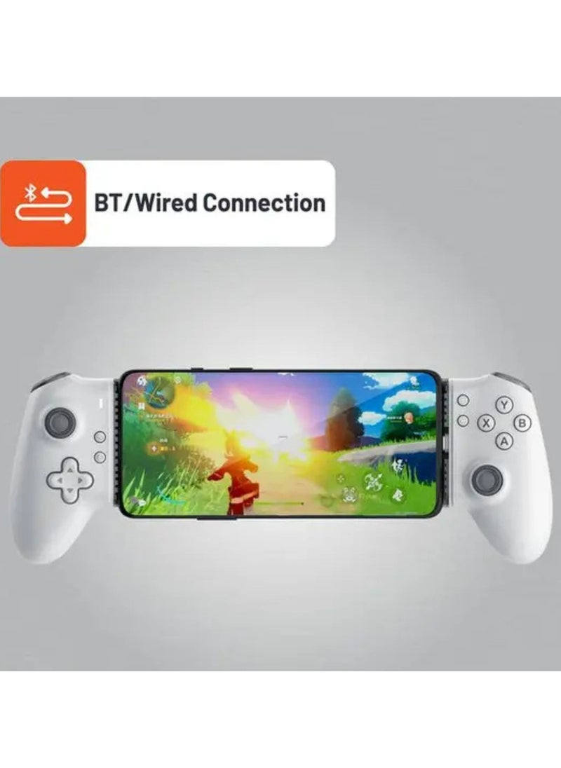 Gaming Multi-Platform Game Controller, Bluetooth & Wired Connection, Supported Devices of Up to 176mm in Width, 1000Hz High Polling Rate, Ergonomic Grip - White